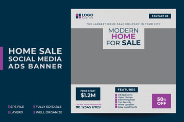 Modern Home Sale Social Media Ads Banner Template