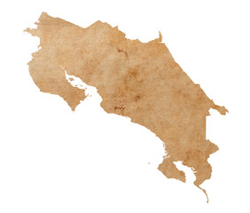 map of Costa Rica on old brown grunge paper