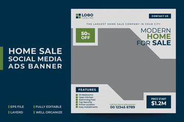 Obraz premium Modern Home Sale Social Media Ads Banner Template