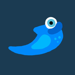 Cartoon style illustration of a fish, with eye and mouth, funny and isolated on a plain background





