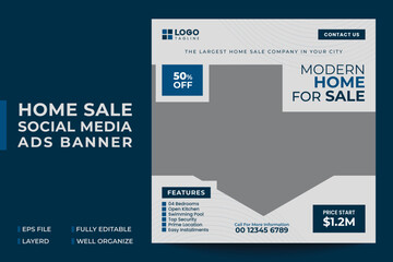 Obraz premium Modern Home Sale Social Media Ads Banner Template