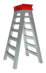 3d work text on movable ladder concept