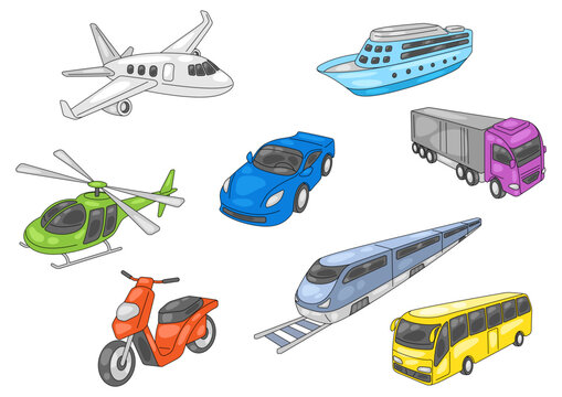 Transportation set of objects. Business or industrial images.