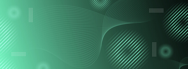 Obraz premium banner background. colorful, light dark green gradation.line geometric wave eps 10