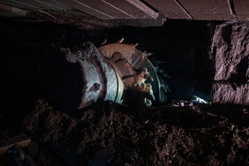 Coal shrearer - special mine equipment.