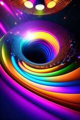 Abstract black hole rainbow background - 3D Illustration