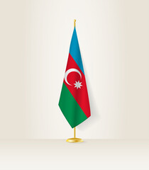 Azerbaijan flag on a flag stand.