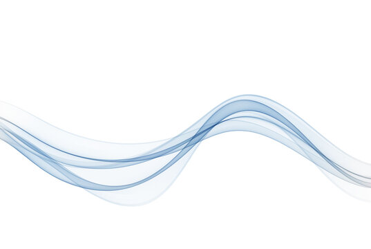 Abstract blue smooth wave lines, on a white background. Design element.