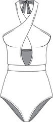 swimwear bikini swimset asymetric swimsuit string drape illustration vector fashion clothing clothes women girl halter beach fabric style design strap multi short sleeve 