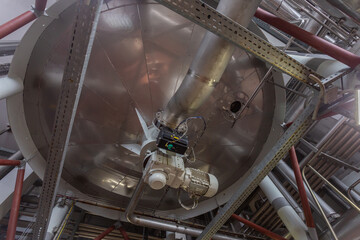 Pipeline system in factory workshop.