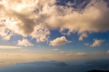 Fototapeta na wymiar taal volcano and lake view from uphill