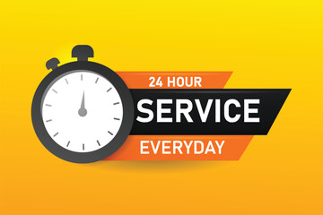 Free vector 24 hour everyday service sticker design