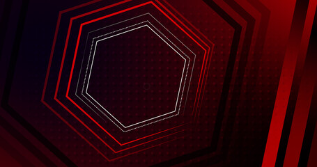 hex and dots. A red and black background with an abstract design. Tech style illustration