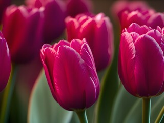 Photorealistic close up image of tulips
