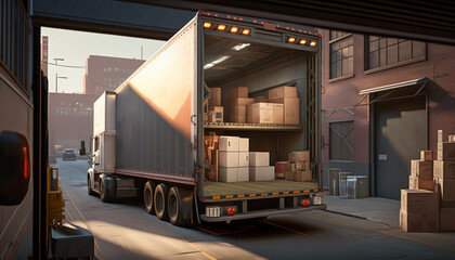 Maximizing Deliveries, A Large Modern Delivery Truck Loaded with Packages and Boxes, Generative AI