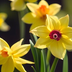 Photorealistic close up image of daffodils