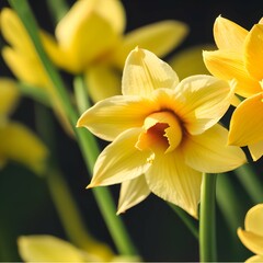 Fototapeta premium Photorealistic close up image of daffodils