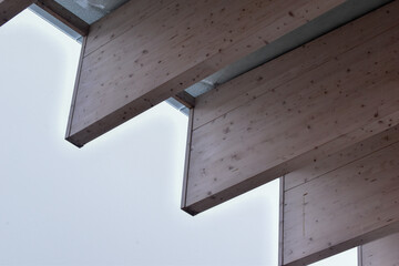 Umea, Norrland Sweden - March, 2023: detail from roof belonging to large bus stop in city