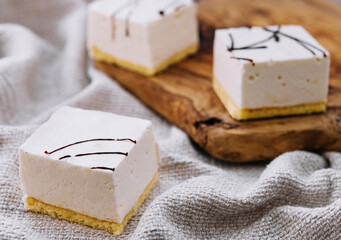 delicious dessert. bird's milk dessert close up