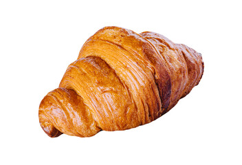 fresh baked croissant on white background