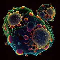 illustration of The cancer cell attacking another cell is a vivid and powerful representation of the disease that raises awarenes