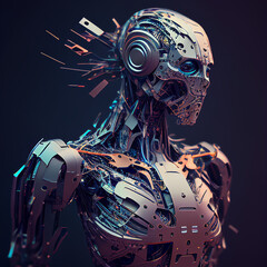 The illustration of a humanoid robot is futuristic and innovative.