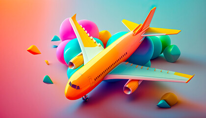 Farbenfrohes Flugzeug, ki generated