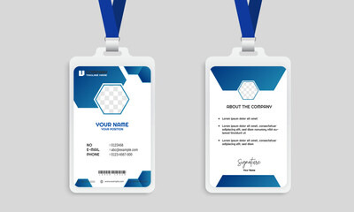 Corporate ID Card Design Template, Flat design name tag badge template. Employee ID Card Design. Professional Identity Card Template Vector for Employee and Others