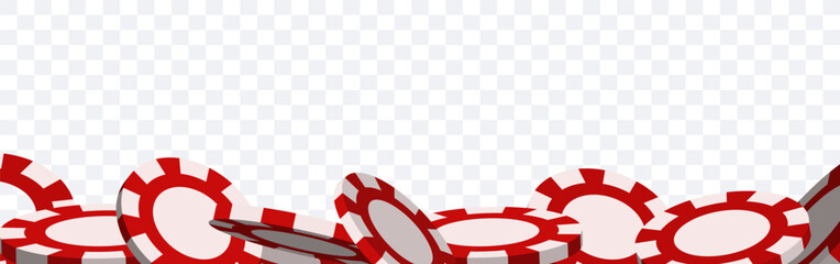 Chip border. Frame of red chips. Vector clipart.