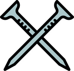 Crossed nails icon outline vector. Work design. Construction tool