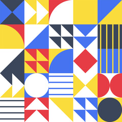 Bauhaus or Scandinavian style Modern abstract geometric seamless pattern