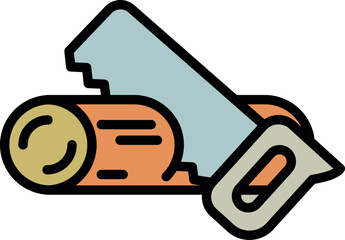 Hand saw work icon outline vector. Carpenter tool. Construction worker