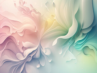 Abstract fluid shape background. Milky pastel tone colors. Minimal, calm background.