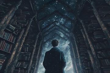 Magical infinite celestial library created with Generative AI 
