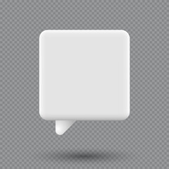 3d speech bubble icon. 3d chat icon. Chat message icon. White text box. Blank white speech bubble pin. Vector illustration