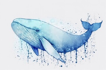 Naklejka premium Blue whale created with Generative AI 