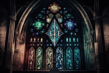 Fototapeta na wymiar Epic Cathedral with runes created with Generative AI 