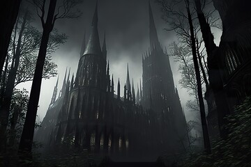 Dark mysterious Cathedral created with Generative AI 