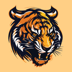 Angry tiger head vector illustration for your company or brand