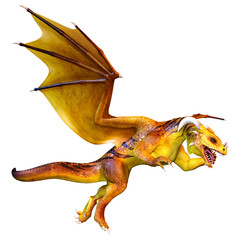 3D Rendering Fairy Tale Dragon on White