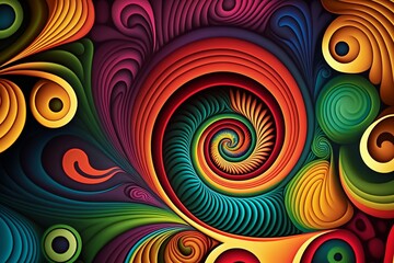 A Psychedelic Pattern Background with Vibrant Colors and Playful Shapes. Generative AI
