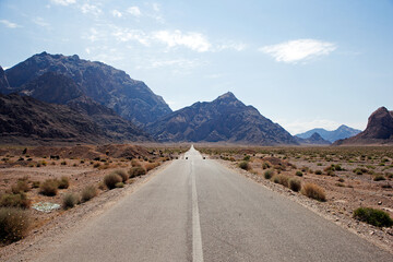 road to the mountains near yazd, iran