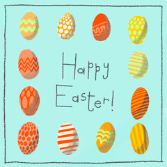 Easter eggs Hand Drawn Instagram template , Easter Instagram post, Instagram Easter content, Instagram easter template, Social media easter template, hand drwan colorful style 