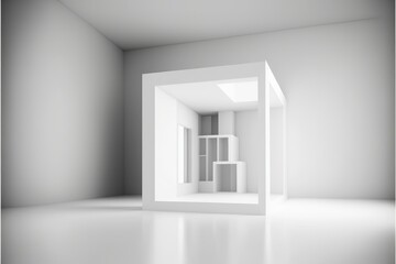 Room in a white cube in a large white room