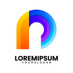 colorful letter n gradient logo design