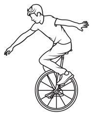 man on unicycle lineart graphic coloring book © Stock Creator