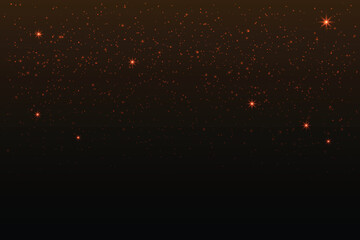 Red Glittering Star Glowing Lights Effect On Black Background. Vector Illustration