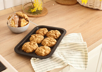 freshly baked cookies on protvin . cooking at home