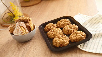 freshly baked cookies on protvin . cooking at home