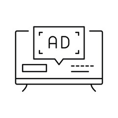 television advertising line icon vector illustration